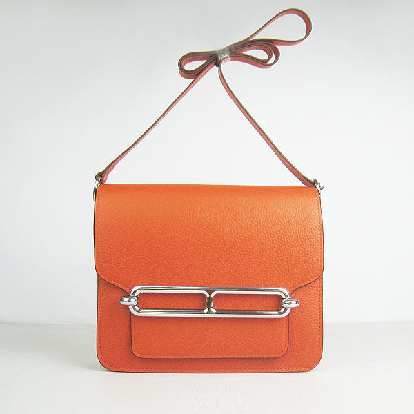 Fake Hermes Togo Leather Messenger Bag Orange 8078